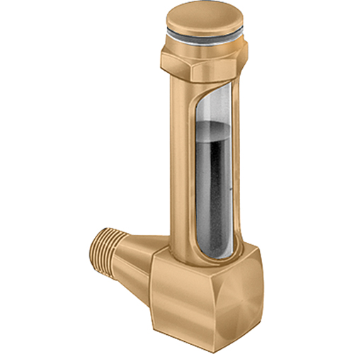 Indicateurs de niveau &agrave; liquide en laiton - Coudes &agrave; petit rayon, Filet&eacute;, 1-15/16" lo, 225°F (107,22° C) OSI Industrial Sales