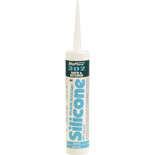 NuFlex&reg; 302 Bath And Kitchen Silicone Sealant, 300 ml, Cartridge, Clear OSI Industrial Sales