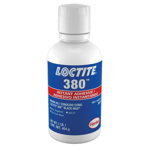 Adh&eacute;sif instantan&eacute; durci 380, Noir, Bouteille, 453 g OSI Industrial Sales