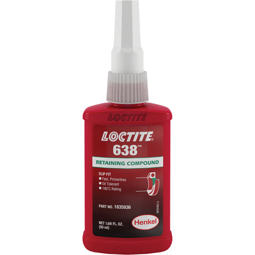 Compos&eacute; de retenue Loctite 638, 50 ml, Bouteille, Vert OSI Industrial Sales
