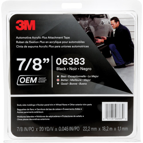 3M Automotive Acrylic Tape, 18 M (60') L x 22 mm (7/8") W, 45 mils, Acrylic OSI Industrial Sales
