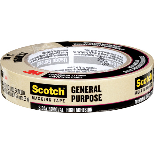Scotch&reg; General Purpose Masking Tape 2020, 24 mm (1") x 55 m (180'), Tan OSI Industrial Sales
