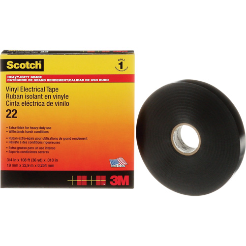 Ruban isolant en vinyle Scotch, 19 mm (3/4") x 33 m (108'), Noir, 10 mils OSI Industrial Sales