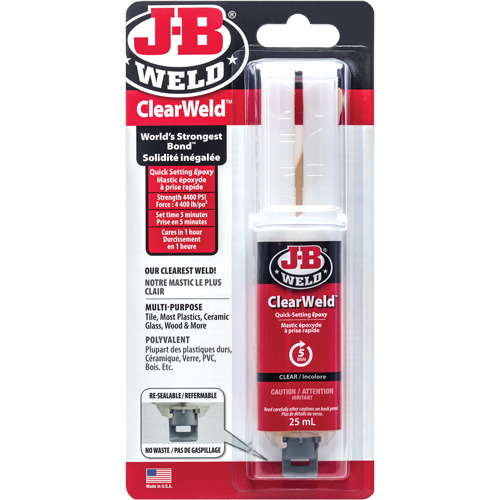Adh&eacute;sif ClearWeld, 25 ml, Seringue, Deux composants, Transparent OSI Industrial Sales