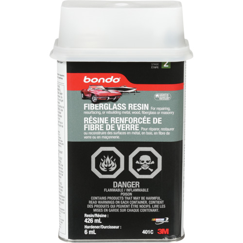 R&eacute;sine de fibre de verre Bondo, Deux composants, 15 oz, Bidon rectangulaire OSI Industrial Sales