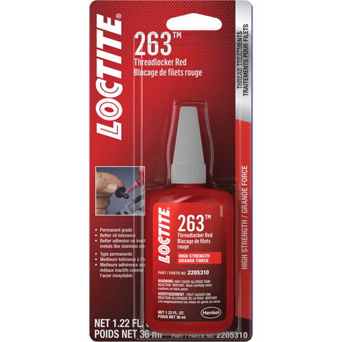 263 Threadlocker, Red, High, 36 ml, Bottle OSI Industrial Sales