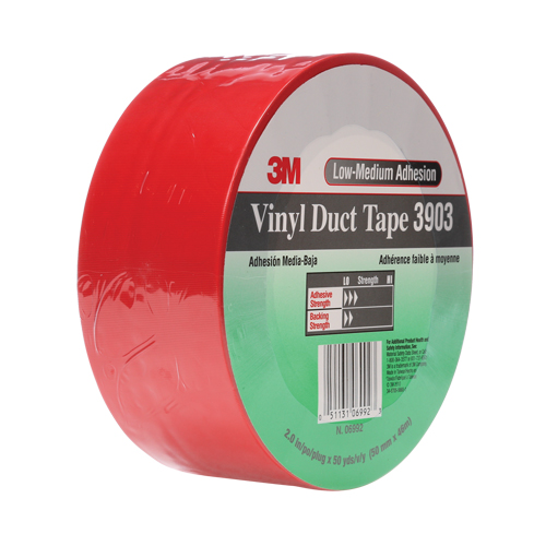 3903 Vinyl Duct Tape, 48 mm (2") W x 46 m (151') L, 6.5 mils, Red OSI Industrial Sales