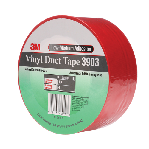 3903 Vinyl Duct Tape, 48 mm (2") W x 46 m (151') L, 6.5 mils, Red OSI Industrial Sales