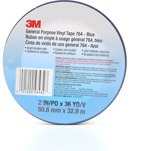 764 General-Purpose Vinyl Tape, 50.8 mm (2") W x 32.9 m (108') L, 5 mils, Blue OSI Industrial Sales