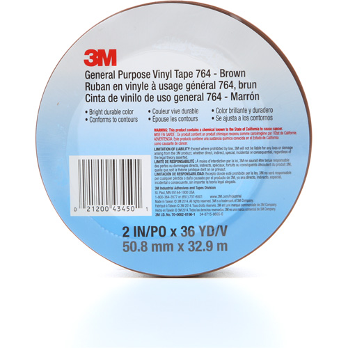 Ruban en vinyle pour travaux g&eacute;n&eacute;raux 764, 50,8 mm (2") la x 32,9 m (108') lo, 5 mils, Brun OSI Industrial Sales