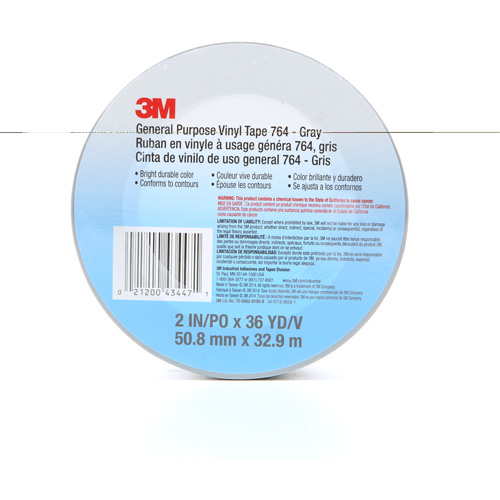Ruban en vinyle pour travaux g&eacute;n&eacute;raux 764, 50,8 mm (2") la x 32,9 m (108') lo, 5 mils, Gris OSI Industrial Sales