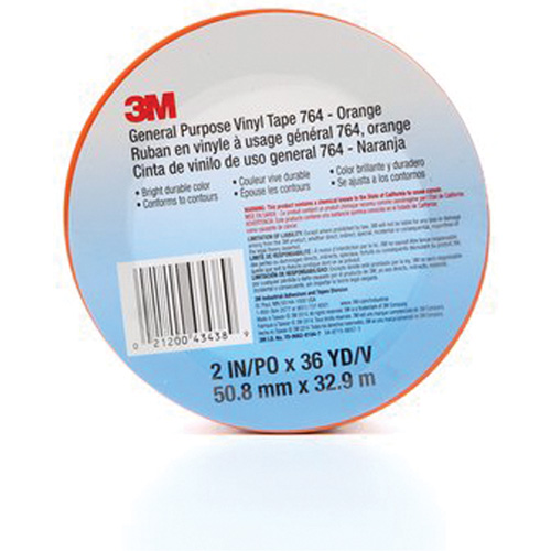 764 General-Purpose Vinyl Tape, 50.8 mm (2") W x 32.9 m (108') L, 5 mils, Orange OSI Industrial Sales