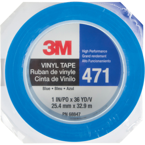 471 Vinyl Tape, 25.4 mm (1") W x 32.9 m (108') L, 5.3 mils, Blue OSI Industrial Sales