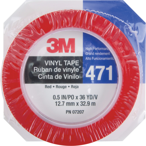 471 Vinyl Tape, 12 mm (1/2") W x 32.9 m (108') L, 5.3 mils, Red OSI Industrial Sales