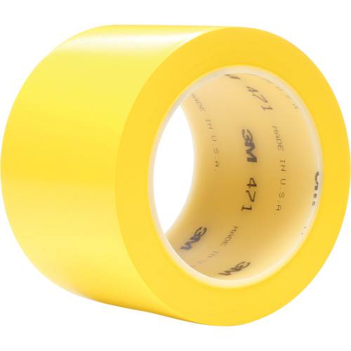 471 Vinyl Tape, 76.2 mm (3") W x 32.9 m (108') L, 5.2 mils, Yellow OSI Industrial Sales