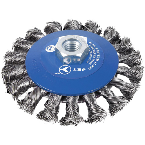 Knot Twisted Conical Bevel Brush, 5" Dia., 0.02" Fill, 5/8"-11NC Arbor OSI Industrial Sales