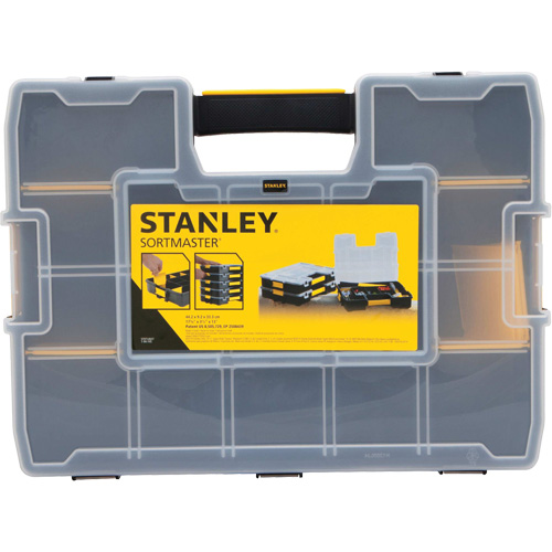 Organisateur empilable pour petites pi&egrave;ces SortMaster, 17-3/8" la x 13" p x 3-1/2" h, Noir OSI Industrial Sales