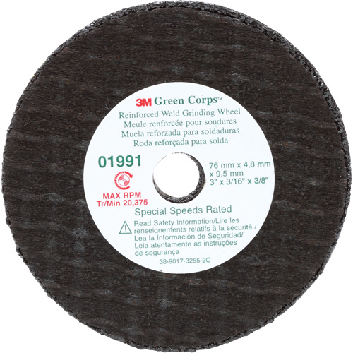Green Corps Cut-Off Wheel, 3" x 0.188", 3/8" Arbor, Type 1, Aluminum Oxide, 35000 RPM OSI Industrial Sales
