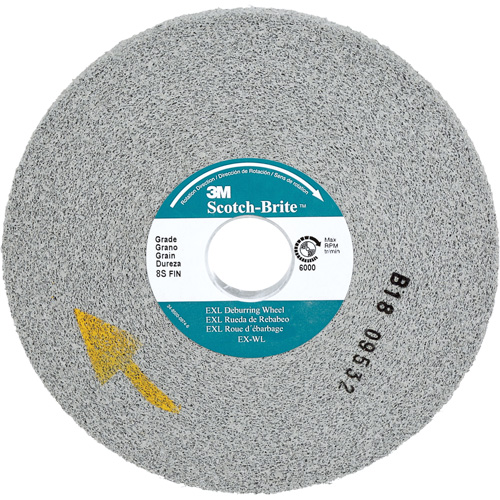 Scotch-Brite EXL Deburring Wheel, 6" x 1/2", 1" Arbor, Aluminum Oxide OSI Industrial Sales