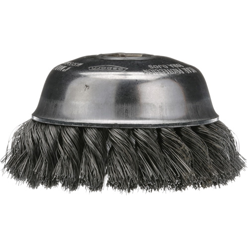 Brosse boisseau &agrave; fil nou&eacute;, 4" dia. x 5/8"-11 arbre OSI Industrial Sales