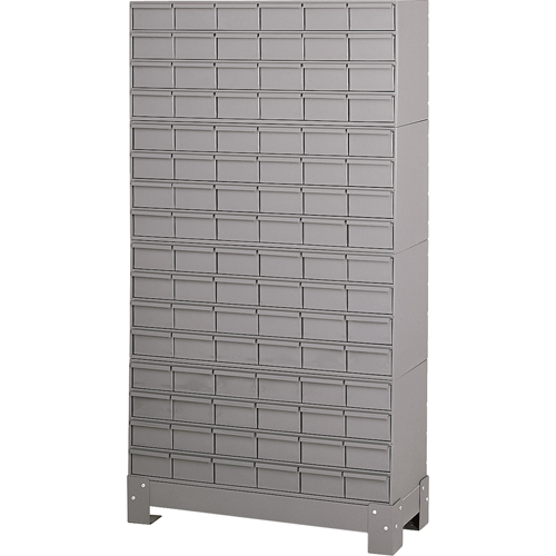 Casiers &agrave; tiroirs industriels avec base, 96 tiroirs, 34-1/8" la x 12-1/4" p x 62-1/2" h, Gris OSI Industrial Sales