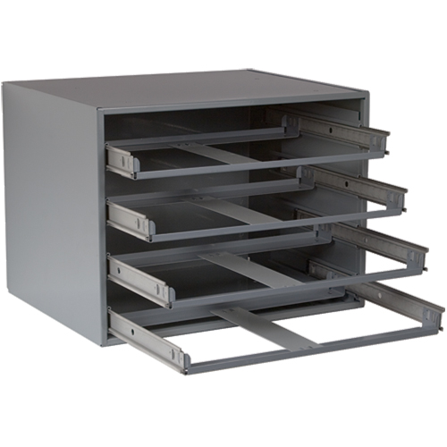 Compartment Box Cabinets, Steel, 4 Slots, 20" W x 15-3/4" D x 15" H, Grey OSI Industrial Sales
