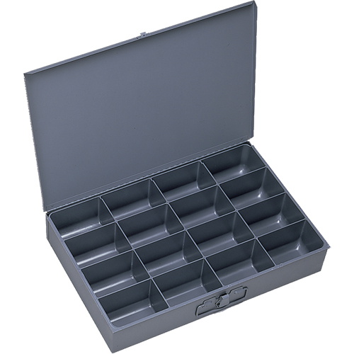 Boîtes &agrave; fond courb&eacute;, Acier, 16 compartiments, 18" la x 12" p, 3" h, Gris OSI Industrial Sales