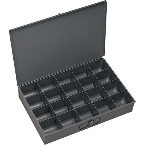 Boîtes &agrave; fond courb&eacute;, Acier, 20 compartiments, 18" la x 12" p, 3" h, Gris OSI Industrial Sales