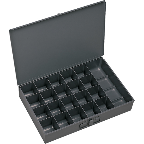 Boîtes &agrave; fond courb&eacute;, Acier, 21 compartiments, 18" la x 12" p, 3" h, Gris OSI Industrial Sales