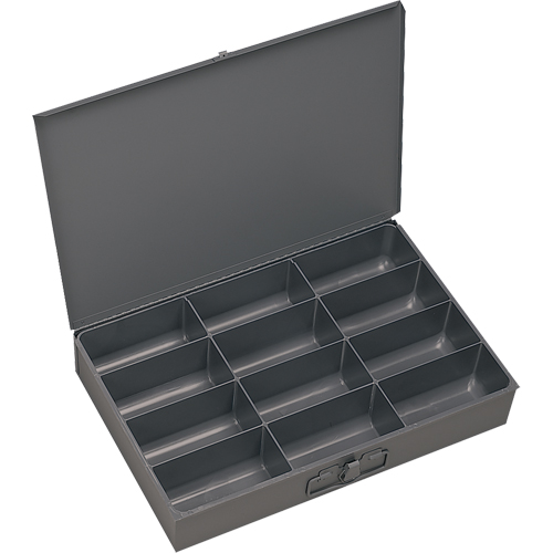 Boîtes &agrave; fond courb&eacute;, Acier, 12 compartiments, 13 3/8" la x 9-1/4" p, 2" h, Gris OSI Industrial Sales