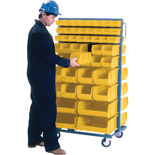 Support mobile deux c&ocirc;t&eacute;s pour bacs, &agrave; deux c&ocirc;t&eacute;s, 96 bacs, 36" la x 24" p x 63" h OSI Industrial Sales