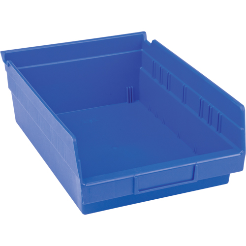 Plastic Shelf Bins, 8-3/8" W x 4" H x 11-5/8" D, Blue, 15 lbs. Capacity OSI Industrial Sales
