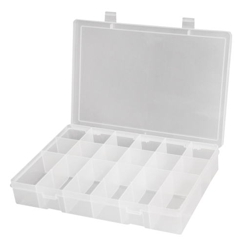 Compact Polypropylene Compartment Cases, 11" W x 6-3/4" D x 1-3/4" H, 18 Compartments OSI Industrial Sales