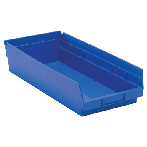 Bacs de rangement pour tablettes, 8-3/8" la x 4" H x 17-7/8" p, Bleu, Capacit&eacute; 40 lb OSI Industrial Sales