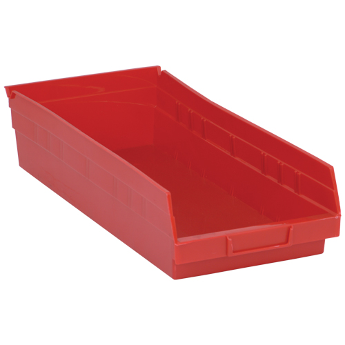 Bacs de rangement pour tablettes, 8-3/8" la x 4" H x 17-7/8" p, Rouge, Capacit&eacute; 40 lb OSI Industrial Sales