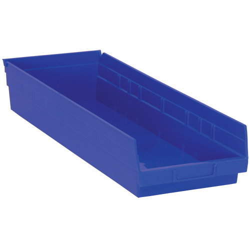 Bacs de rangement pour tablettes, 8-3/8" la x 4" H x 23-5/8" p, Bleu, Capacit&eacute; 50 lb OSI Industrial Sales