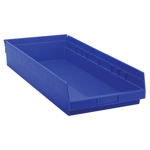 Shelf Bins, 11-1/8" W x 4" H x 23-5/8" D, Blue, 50 lbs. Capacity OSI Industrial Sales