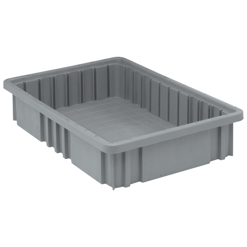 Divider Box&reg; Containers, Plastic, 16.5" W x 10.9" D x 3.5" H, Grey OSI Industrial Sales