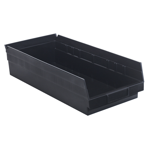 Economy Shelf Bin, 8-3/8" W x 4" H x 17-7/8" D, Black OSI Industrial Sales
