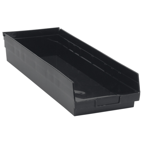 Economy Shelf Bin, 8-3/8" W x 4" H x 23-5/8" D, Black, 60 lbs. Capacity OSI Industrial Sales
