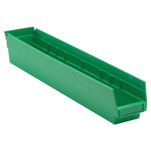 Economy Shelf Bin, 4-1/8" W x 4" H x 23-5/8" D, Green OSI Industrial Sales