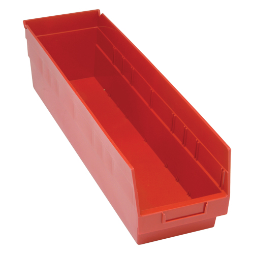 Bacs en plastique pour &eacute;tag&egrave;res Store More, 6-5/8" la x 6" H x 23-5/8" p, Rouge, Capacit&eacute; 90 lb OSI Industrial Sales