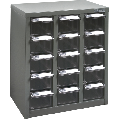 KPC-500 Parts Cabinet, Steel, 15 Drawers, 14" x 8-2/3" x 16-1/3", Grey OSI Industrial Sales