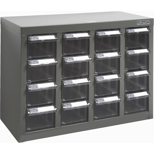 KPC-500 Parts Cabinet, Galvanized Steel, 16 Drawers, 18-3/10" x 8-7/10" x 13-4/5", Grey OSI Industrial Sales