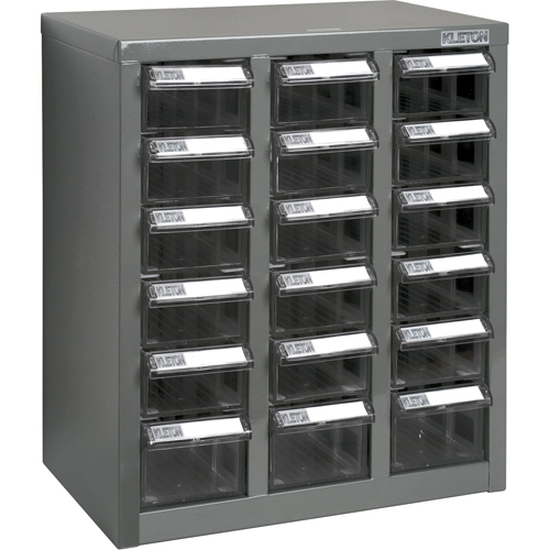 KPC-600 Parts Cabinet, Galvanized Steel, 18 Drawers, 13-9/10" x 8-7/10" x 16-3/10", Grey OSI Industrial Sales
