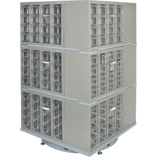 Heavy-Duty Industrial Carousel Drawer Cabinet, Steel, 192 Drawers, 27" W x 27" D x 48" H, Grey OSI Industrial Sales