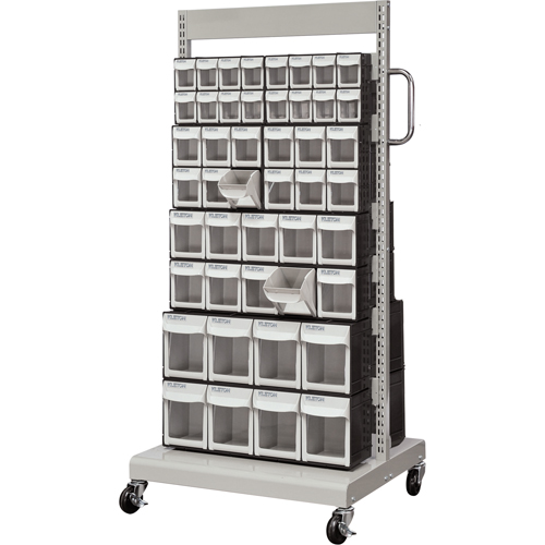 Servante mobile de bacs &agrave; plateaux inclinables, &agrave; deux c&ocirc;t&eacute;s, 92 bacs, 26-1/4" la x 22" p x 57-1/2" h OSI Industrial Sales