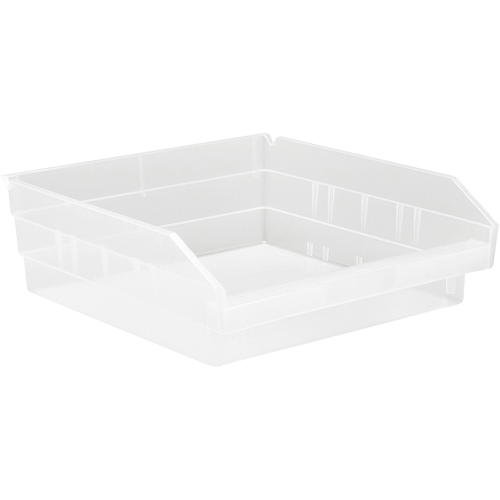 Bacs de rangement pour tablettes, 11-1/8" la x 4" H x 11-5/8" p, Transparent, Capacit&eacute; 30 lb OSI Industrial Sales
