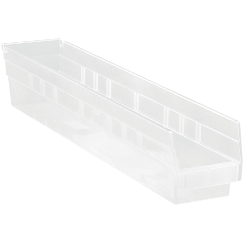 Bacs de rangement pour tablettes, 4-1/8" la x 4" H x 23-5/8" p, Transparent, Capacit&eacute; 50 lb OSI Industrial Sales