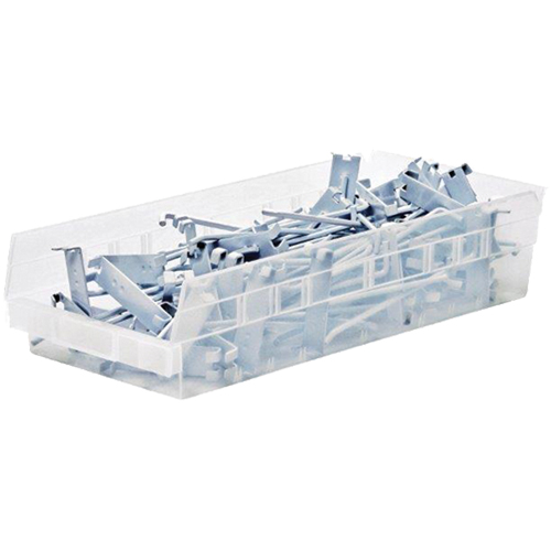 Bacs de rangement pour tablettes, 6-5/8" la x 4" H x 23-5/8" p, Transparent, Capacit&eacute; 50 lb OSI Industrial Sales